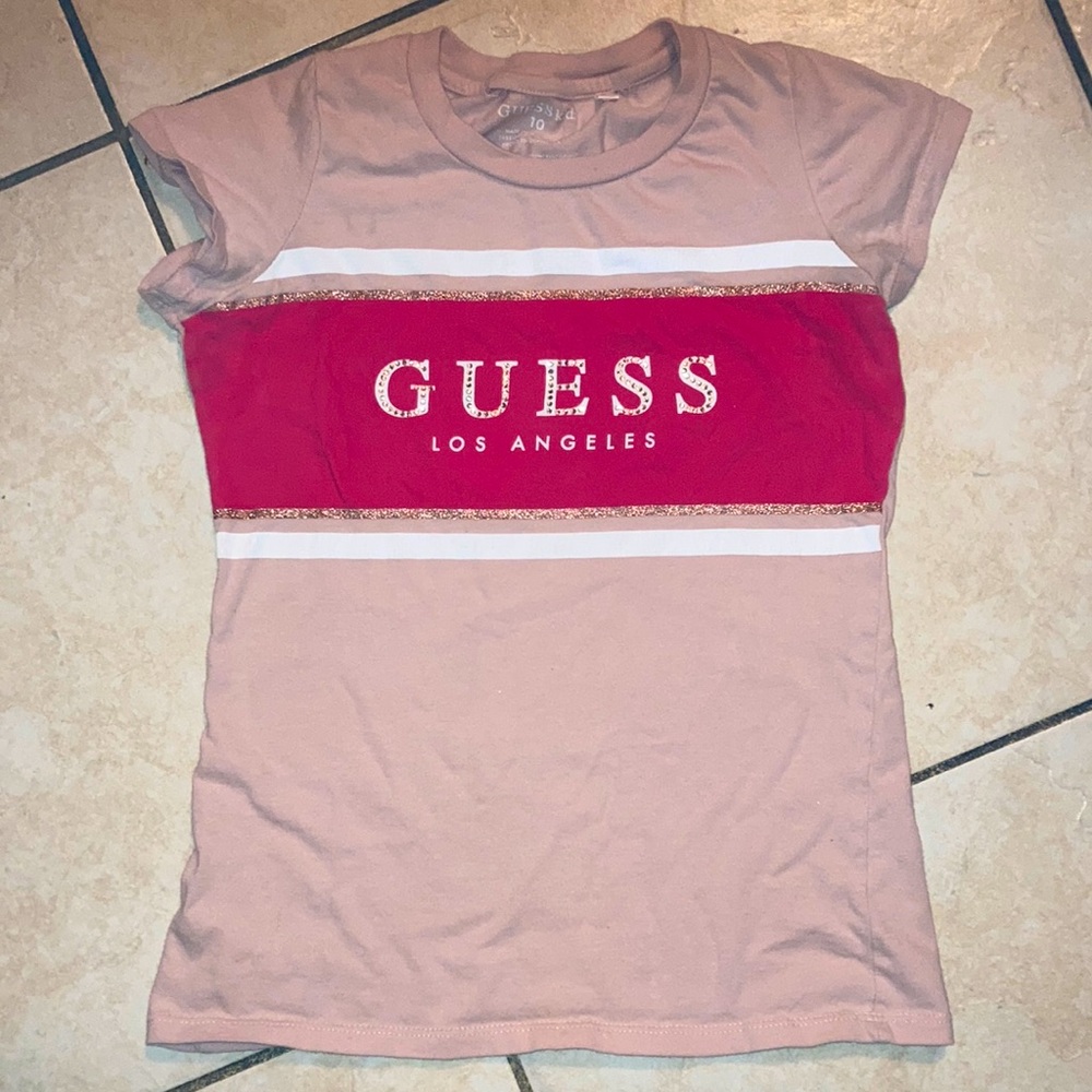 GUESS Los Angeles Pink & Red Logo T-Shirt - Kids